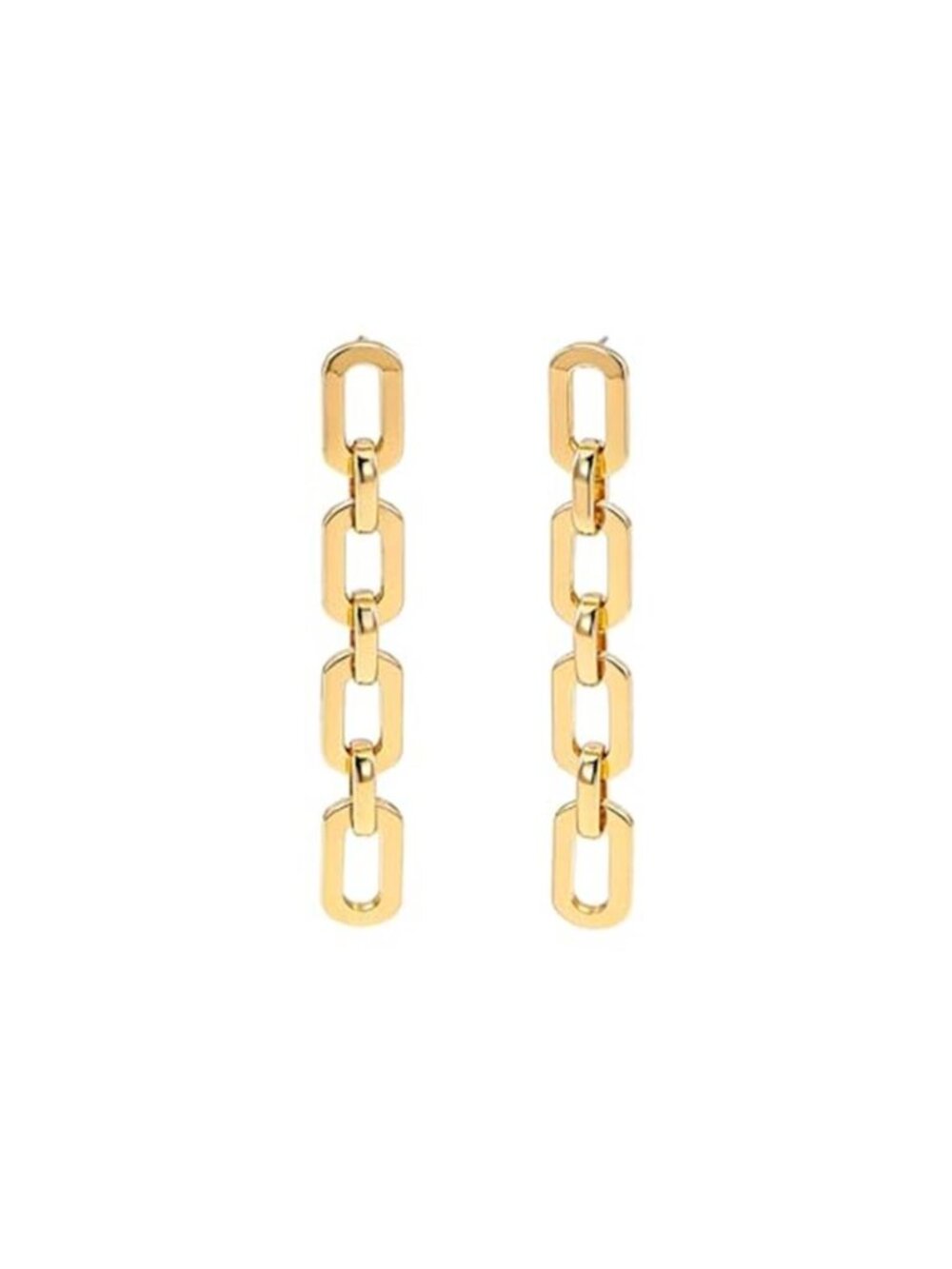Gold Link Chain Drop Earrings